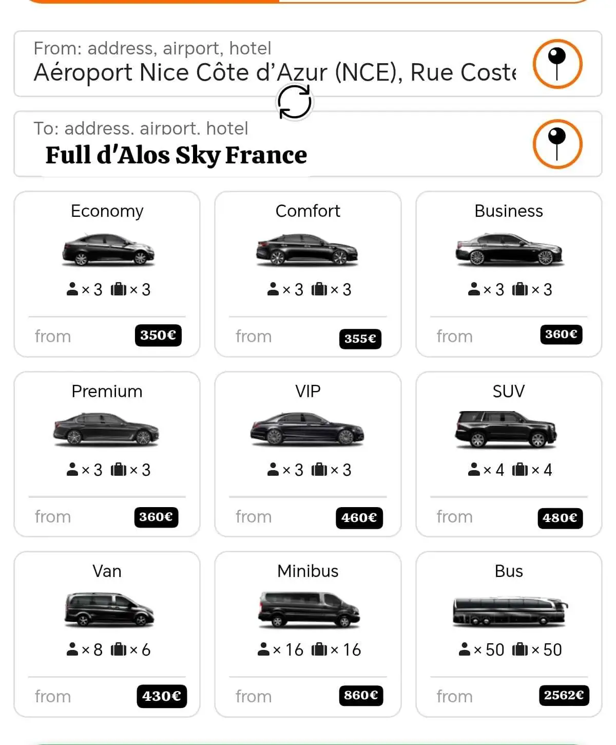 Chauffeur de luxe VTC Antibes Aeroport Nice Full d'Alos